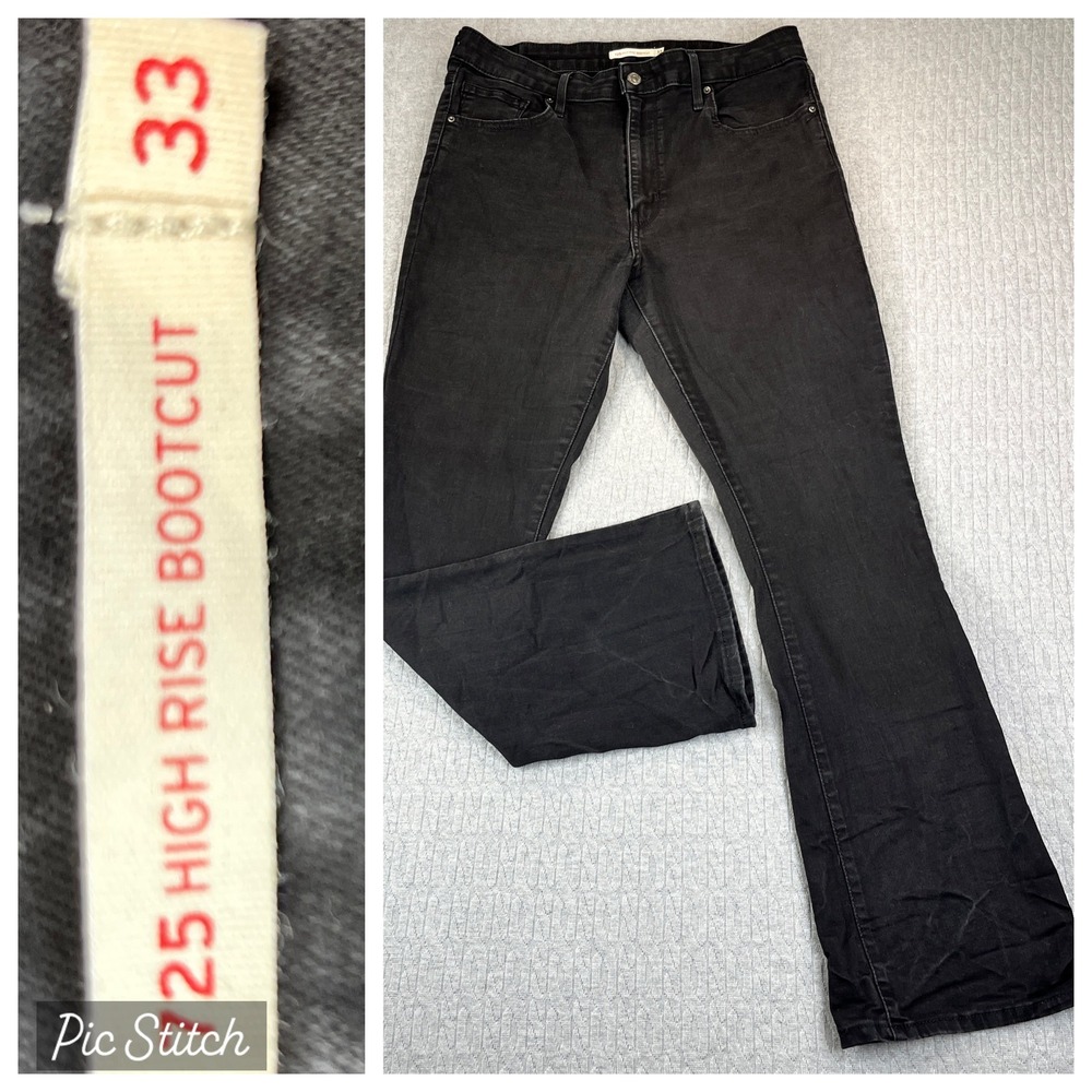 Levi's 725 Bootcut High Rise‎ Dress Jeans Women 33/31X31 dark black wash pants